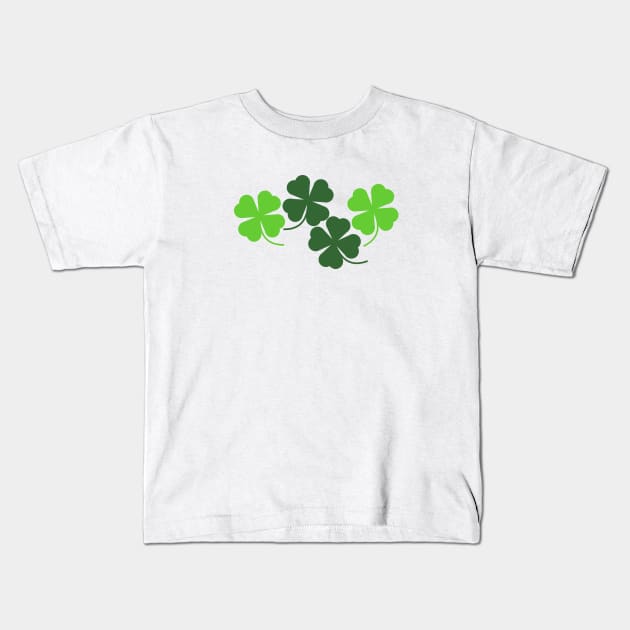 Four Leaf Clover Lucky Shamrocks in White Kids T-Shirt by Kelly Gigi